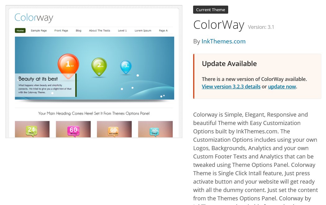 Colorway Version 3.1 WordPress default theme